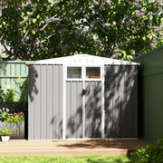 8x4 ft Metal Garden Storage Shed with Window Vents and Lockable Door Light Grey by Outsunny