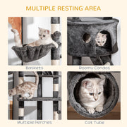 Adjustable Floor to Ceiling Cat Tree for Indoor Climbing and Play 240-260cm Dark Grey