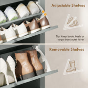 Shoe Cabinet for Hallway Storage with Three Drawers and Slim Space Saving Design Light Grey AOSOM