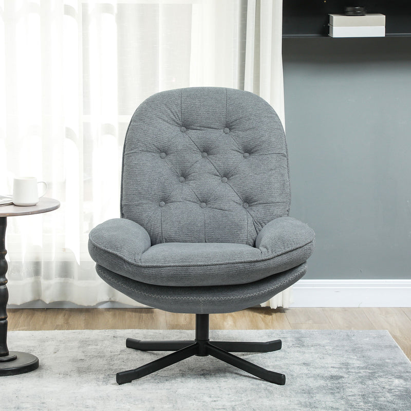 Swivel Recliner Armchair with Padded Seat for Lounge or Office Use Grey