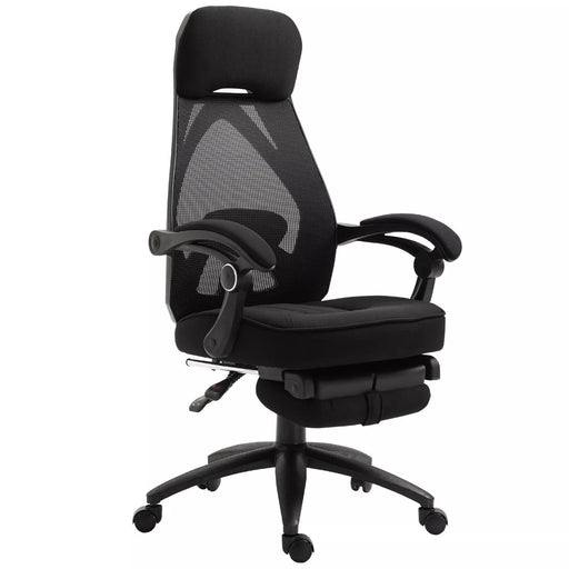 Image of a Black Ergonomic Desk Chair With Footrest 