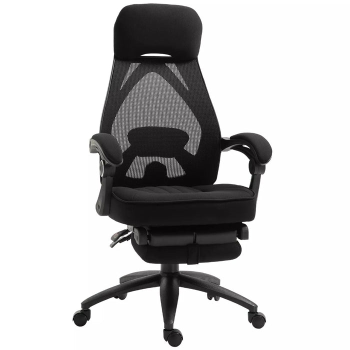 Image of a Black Ergonomic Desk Chair With Footrest 