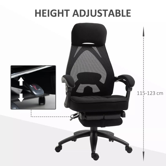 Image of a Black Ergonomic Desk Chair With Footrest 