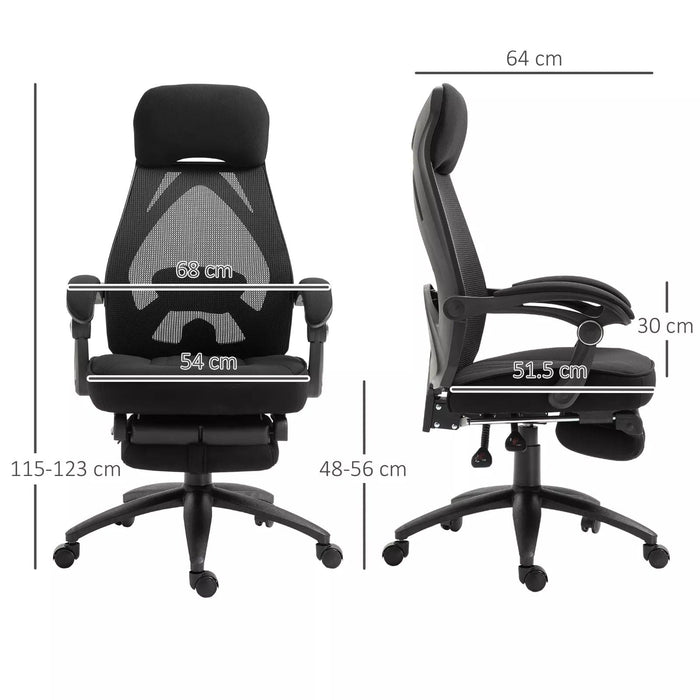 Image of a Black Ergonomic Desk Chair With Footrest 