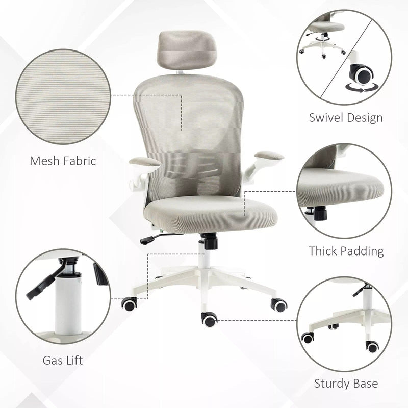 Image of a grey ergonomic desk chair