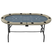 10 Player Folding Poker Table with Cup Holders and Padded Edge for Home Games Brown Blue AOSOM