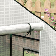 Walk In Greenhouse PE Cover Replacement With Roll Up Door And Windows For Garden Use White