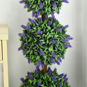 Set of 2 Artificial Lavender Ball Trees with Pots for Indoor or Outdoor Display, Purple