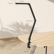 LED Desk Lamp with Clamp and Swing Arm for Office or Study Adjustable Brightness Black AOSOM