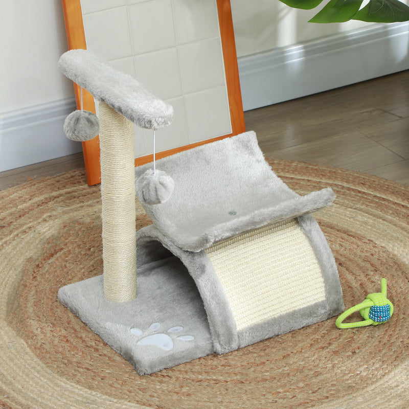 Cat Tree Tower With Rotating Top Perch Sisal Scratching Post Tunnel And Toys Grey