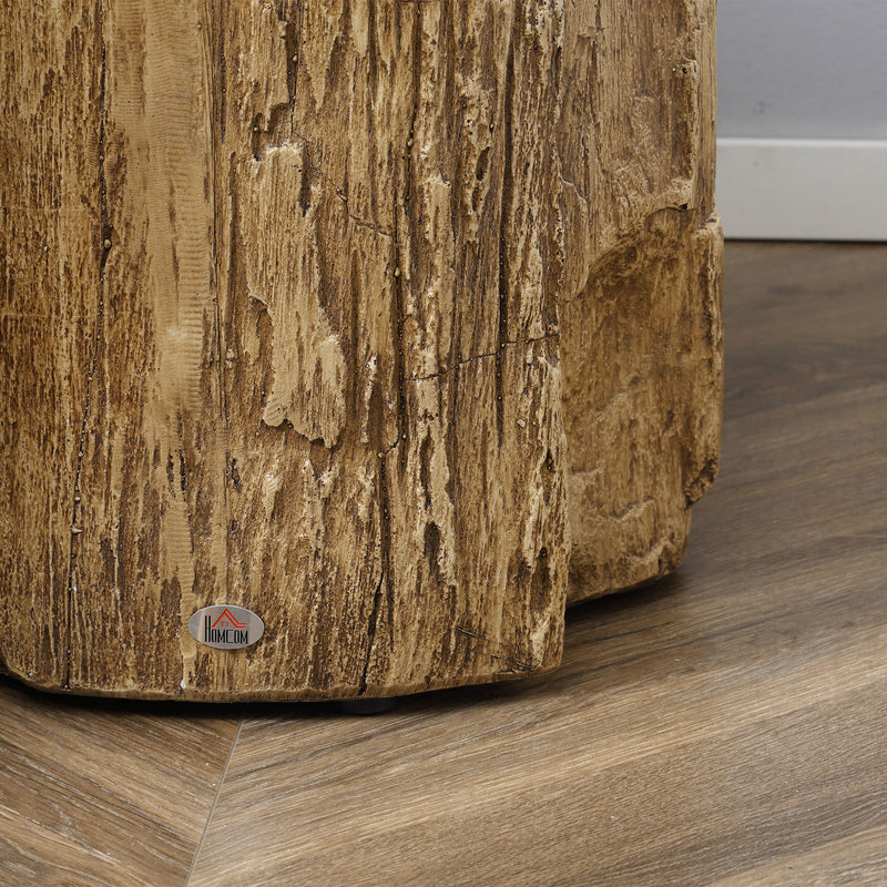 Side Table with Realistic Tree Stump Design for Indoor or Outdoor Use Natural AOSOM