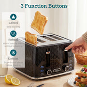 4 Slice Toaster and 17L Rapid Boil Kettle Set With Strix Control For Kitchen Use Black AOSOM