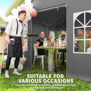 3x3m Garden Party Gazebo with Weatherproof Shelter and Zipped Doors for Outdoor Gatherings, Grey Outsunny