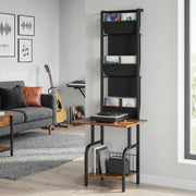 Record Player Stand with Vinyl and CD Storage for Organised Music Area Rustic Brown AOSOM