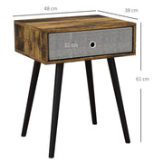 Set of 2 Industrial Bedside Tables With Removable Fabric Drawers Tall Design Rustic Brown AOSOM