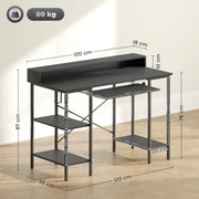 Reversible Computer Desk with LED Lights and Power Outlets 120 cm Gaming Desk with Storage by HOMCOM