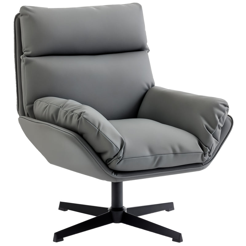 Swivel Armchair with Scratch Resistant Fabric for Pet Friendly Relaxing Dark Grey AOSOM