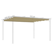 Retractable Pergola Shade Cover Replacement Canopy for 4 x 3m Pergola Tan by Outsunny