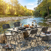 Folding Garden Table and 4 Chairs Set for Outdoor Dining and Easy Storage, Black Outsunny