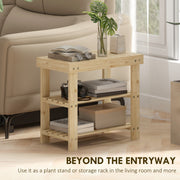 3 Tier Bamboo Shoe Storage Bench With Seat For Hallway Or Entryway, Natural Wood AOSOM