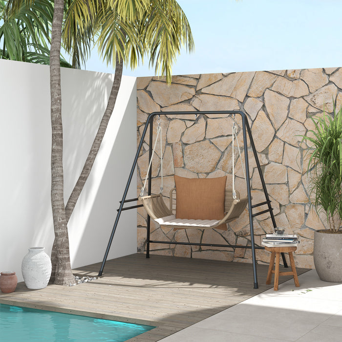 Black Metal Hammock Chair Stand Heavy Duty Frame For Egg Chairs And Porch Swings