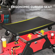 Mechanic Roller Seat with Tool Storage and Swivel Wheels for Garage or Workshop Red AOSOM