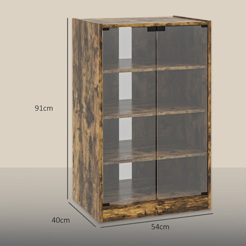 Media Storage Stand with Adjustable Shelves and Glass Doors for Tidy Living Rooms