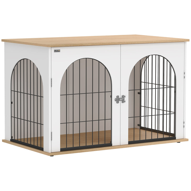 Dog Crate Side Table for Large Dogs Up to 30 kg Space Saving Indoor Furniture White
