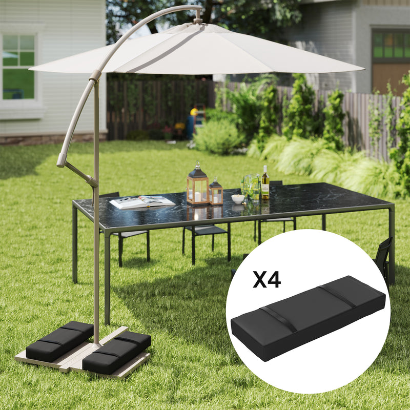 Set of 4 Black Parasol Base Weights 25kg Fillable Sandbags With Handles by Outsunny