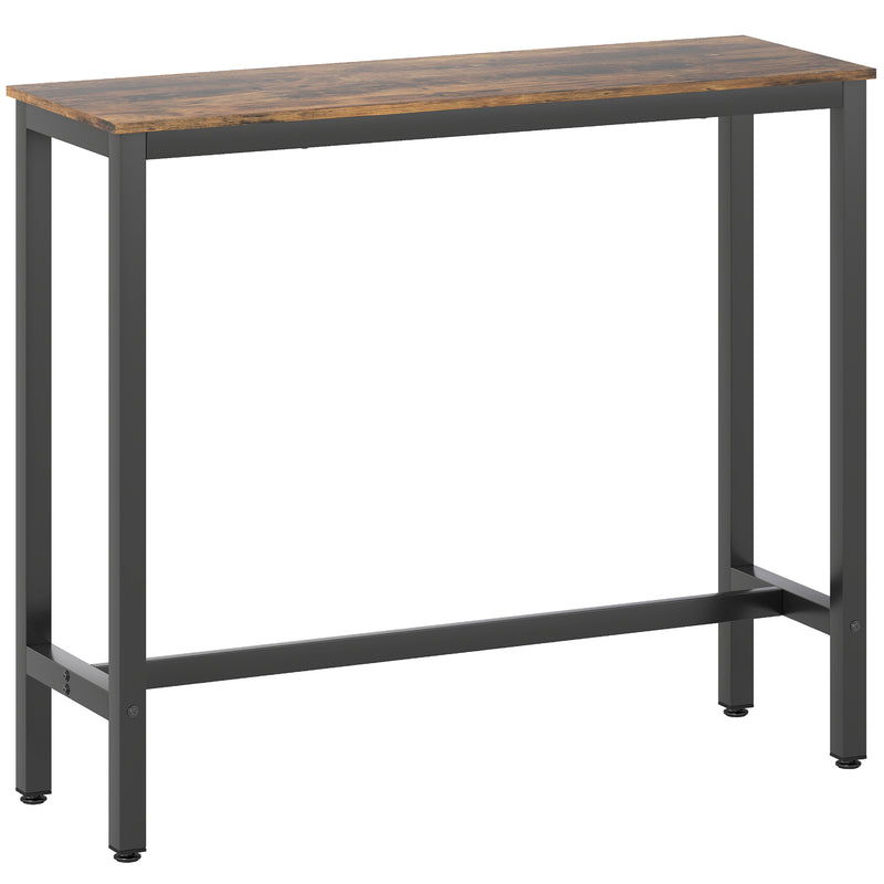 Wood Effect Rectangular Bar Table for Small Kitchens or Breakfast Dining Rustic Brown