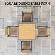 90cm Square Garden Dining Table with Umbrella Hole and Wood Effect Top by Outsunny