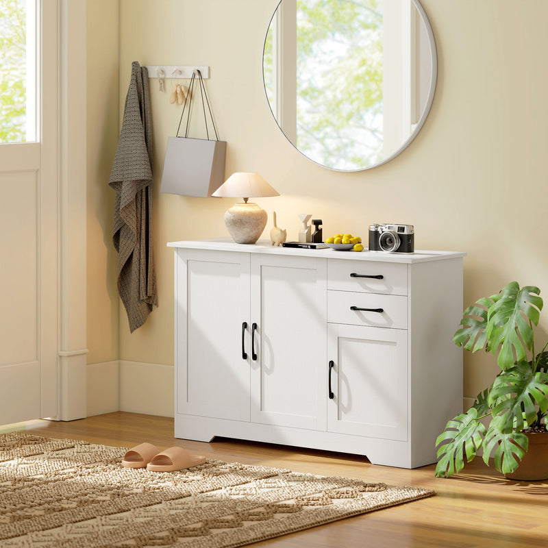 Sideboard with Drawers and Cabinets for Organised Dining or Living Room Storage White AOSOM