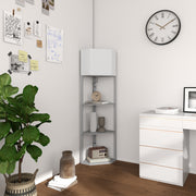Grey Corner Floor Lamp with Shelves Tall Standing Light for Living Room Pull Chain Switch by HOMCOM