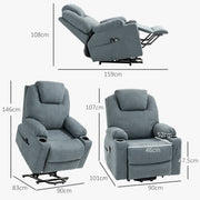 Electric Lift Recliner Armchair With Heat and Massage Function for Elderly, Grey