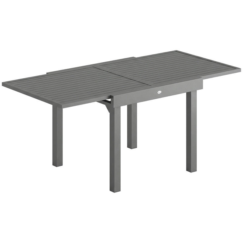 Extendable Garden Dining Table for 4 to 8 People Weatherproof Aluminium Dark Grey Outsunny