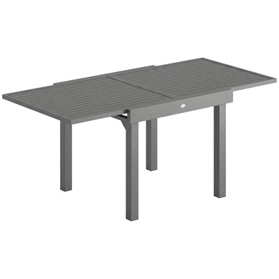 Extendable Garden Dining Table for 4 to 8 People Weatherproof Aluminium Dark Grey Outsunny