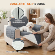 Waterproof Single Sofa Cover with Non Slip Backing and Storage Pockets Grey AOSOM