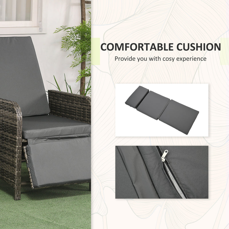 3 Piece Rattan Bistro Set with Cushions and Hidden Storage for Balcony or Garden Mix Grey AOSOM