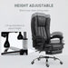 Image of a Black Executive Chair For Home Office With Footrest, swivel wheels and reclining backrest.