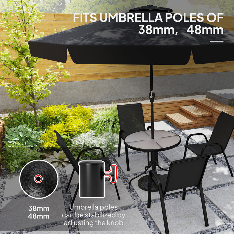 12kg Round Resin Garden Parasol Base Heavy Duty Stand for 38mm 48mm Umbrella Poles Black by Outsunny