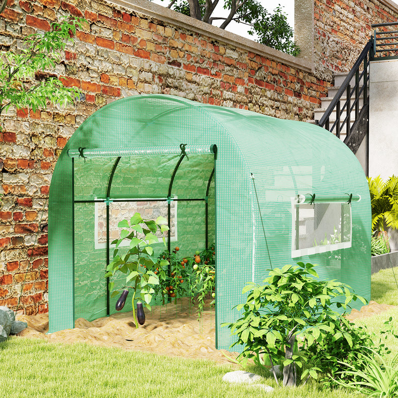 Large Green Walk In Polytunnel Greenhouse 3x2m for Gardening and Plant Growth by Outsunny