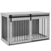 Extra Large Furniture Style Dog Crate Side Table with Sliding Door, Grey