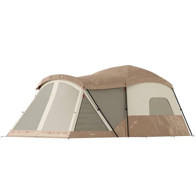 Family Camping Tent with Quick 2 Room Setup and Skylights for Easy Outdoor Living Brown Khaki
