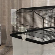 Two Tier Hamster Cage with Wheels Deep Base and Accessories for Small Pets, Grey