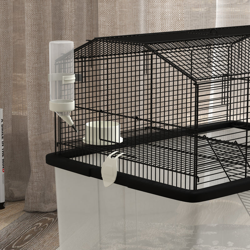 Two Tier Hamster Cage with Wheels Deep Base and Accessories for Small Pets, Grey