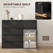 Sideboard with Five Drawers and Cabinet for Organised Home Storage Black AOSOM