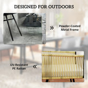 Rattan Garden Dining Set for 4 with Cushions and Space Saving Chairs, Beige Outsunny