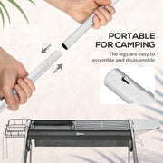 Black Charcoal BBQ Grill with Adjustable Vents and Wheels for Outdoor Cooking by Outsunny