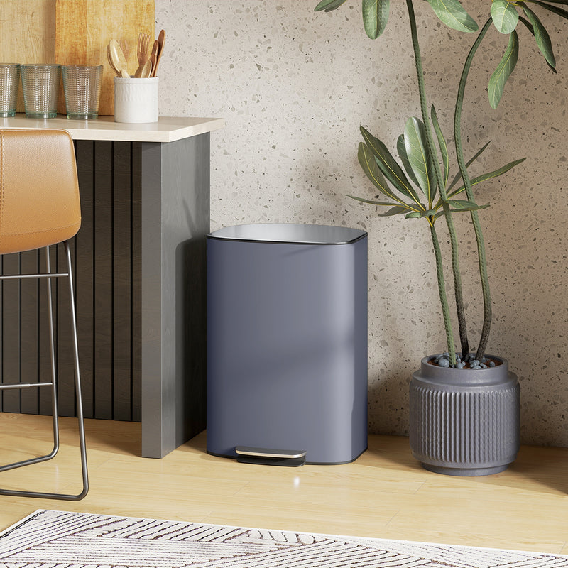 50L Pedal Bin with Soft Close Lid and Removable Inner Bucket for Kitchen or Office Grey