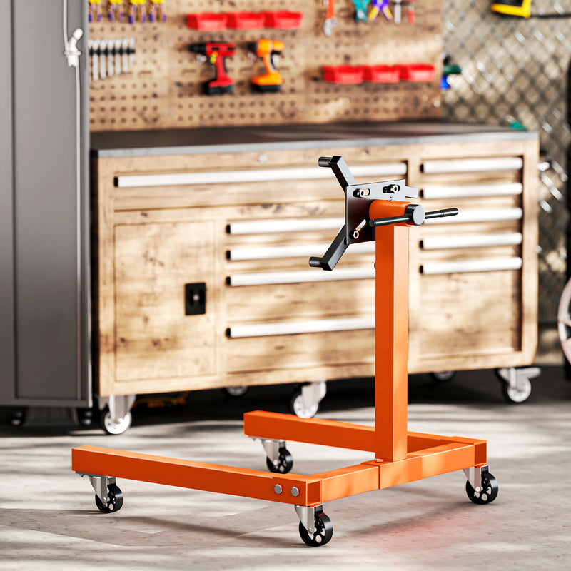 Engine Stand with 360° Rotating Head for Safe Home Garage Repairs Orange Black AOSOM